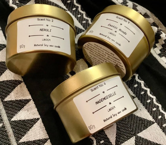 Gold tin scented candle - 80g